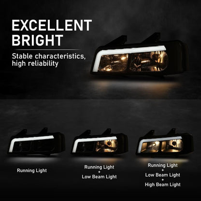G-PLUS LED Headlights Headlamps Fit Chevy Express GMC Savana 1500 2003-2014, Fit Chevy Express GMC Savana 2500 3500 2003-2023 Bumper Headlamp Clear Lens Chrome Housing,faros delanteros Assembly