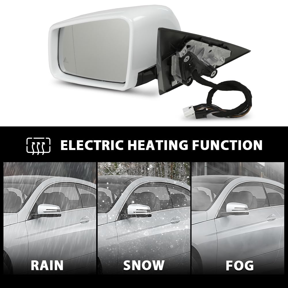 G-PLUS Mirror w/Blind Spot Left Driver Side Compatible with Benz E350 E400 E550 2010-2017/Fit Only 2 Doors Coupe/Not Fit 4 Doors Sedan 2078100776 White