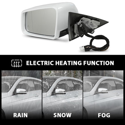 G-PLUS Mirror w/Blind Spot Left Driver Side Compatible with Benz E350 E400 E550 2010-2017/Fit Only 2 Doors Coupe/Not Fit 4 Doors Sedan 2078100776 White