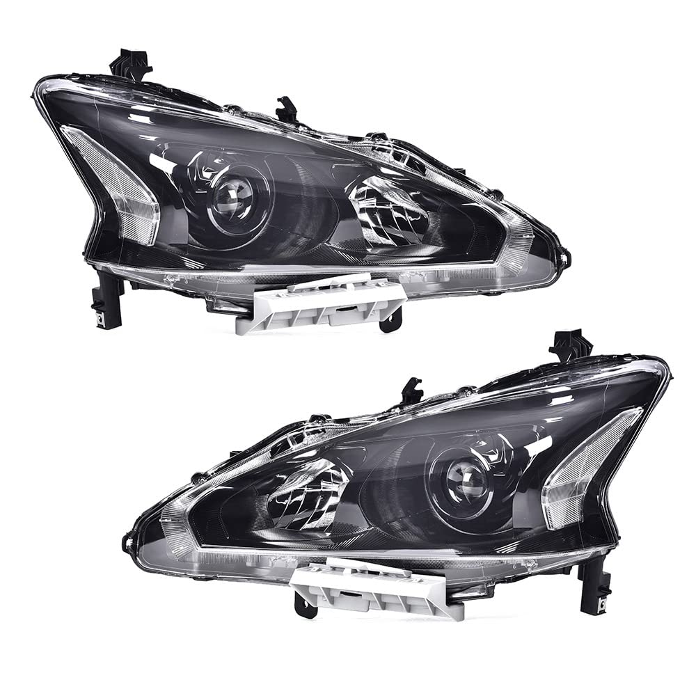 G-PLUS Headlights Assembly Compatible With 2013 2014 2015 Nissan Altima 4-Door Sedan Factory Style Automotive Halogen Model Headlamps (Clear Lens Black Housing Clear Reflector),faros delanteros