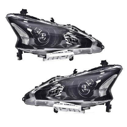G-PLUS Headlights Assembly Compatible With 2013 2014 2015 Nissan Altima 4-Door Sedan Factory Style Automotive Halogen Model Headlamps (Clear Lens Black Housing Clear Reflector),faros delanteros