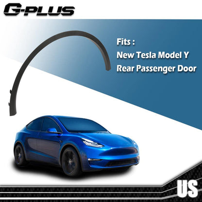 G-PLUS Fender Flares Compatible With 2020 2021 2022 2023 2024 Tesla Model Y MY, Wheel Fender Arch Molding Trim Black 149416400B,149418800B (Rear Right Passenger Side)