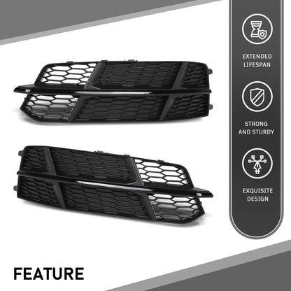 G-PLUS Pair Front Front Fog Light Grille Cover, Compatible with Audi A6 / A6 Quattro / S6 S-Line 2016 2017 2018, Left Driver & Right Passenger Side 2PCS, 4G0807648B, 4G0807647B