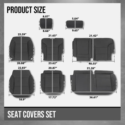 G-PLUS Seat Covers Set Compatible with Chevy Silverado LT Crew Cab 2014-2018 Black