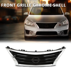 G-PLUS Grille Front Bumper Upper for Nissan Sentra SR 2013-2015 Chrome Insert Front View