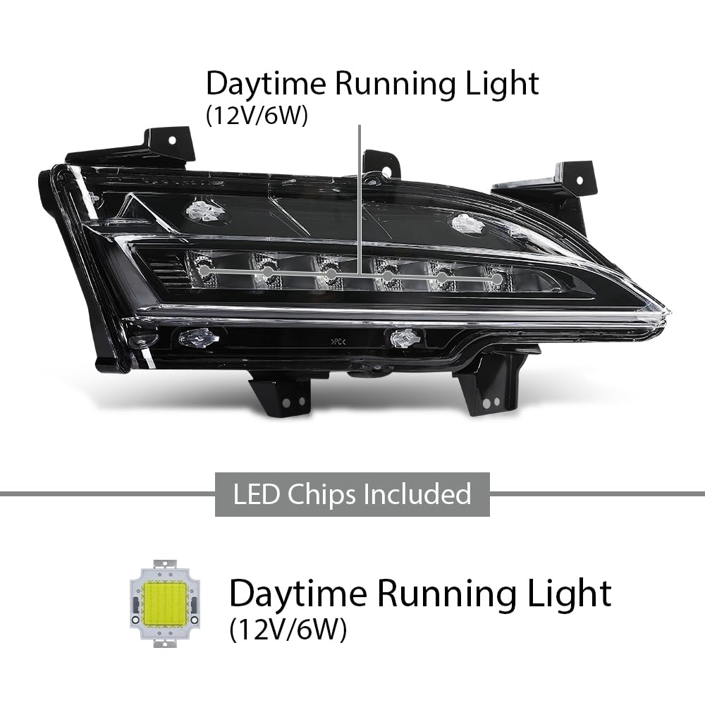 G-PLUS LED Front Fog Light Daytime Running Light Lamp Right Passenger Side Compatible with Lincoln MKC 2015-2018 EJ7Z13200C, FO2563100 Black