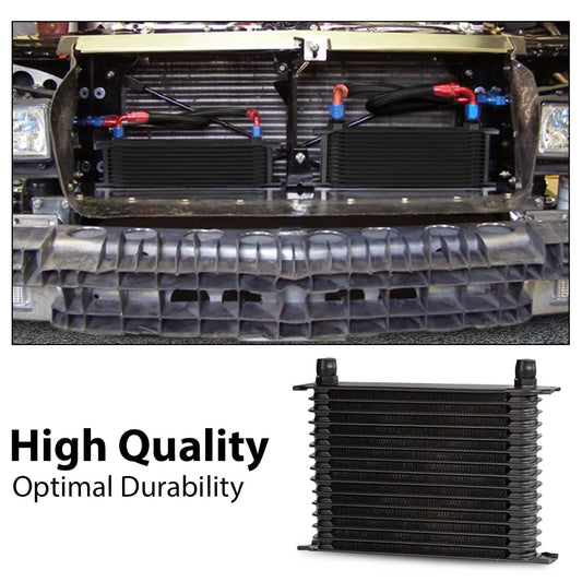 G-PLUS Universal 15 Row AN10 Engine Transmission Oil Cooler Kit Fit Most of Japanese Car Aluminum Oil Filter Relocation Kit