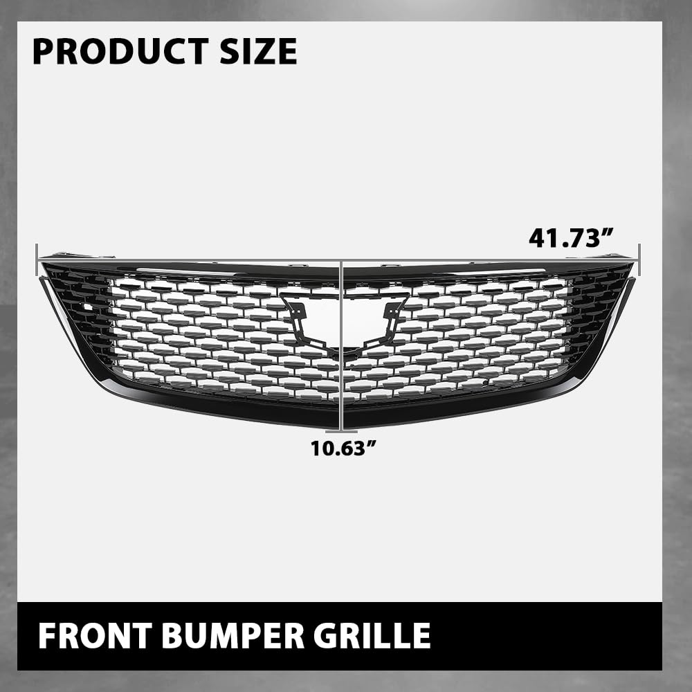G-PLUS Front Bumper Hood Grille Grill Mesh Compatible with Cadillac CT5 2020-2023 Gloss Black