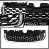 G-PLUS Front Upper Grille Vent Grill with Chrome Trim Compatible with Land Rover Range Rover Evoque 2010-2018 Glossy Black