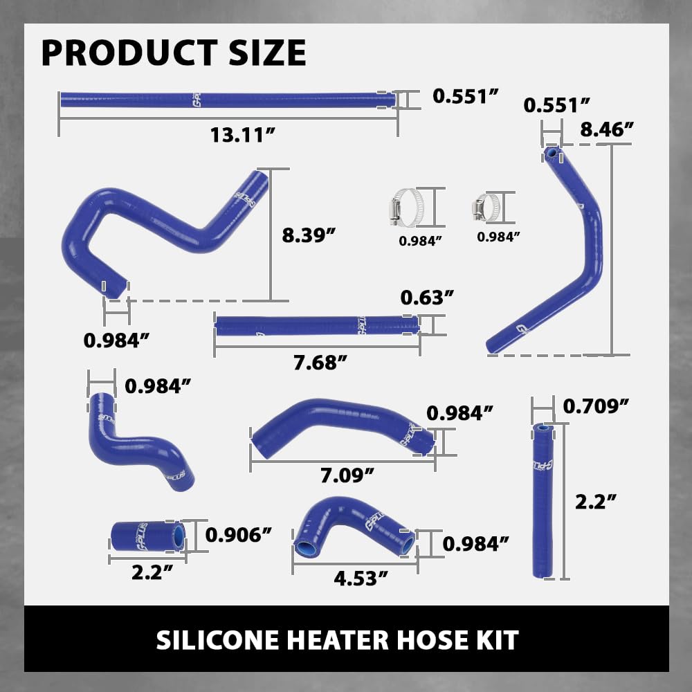 G-PLUS Silicone Heater Hose Kit Compatible with Toyota 4Runner 3.4L 1996-2002 W/Rear Heater Blue