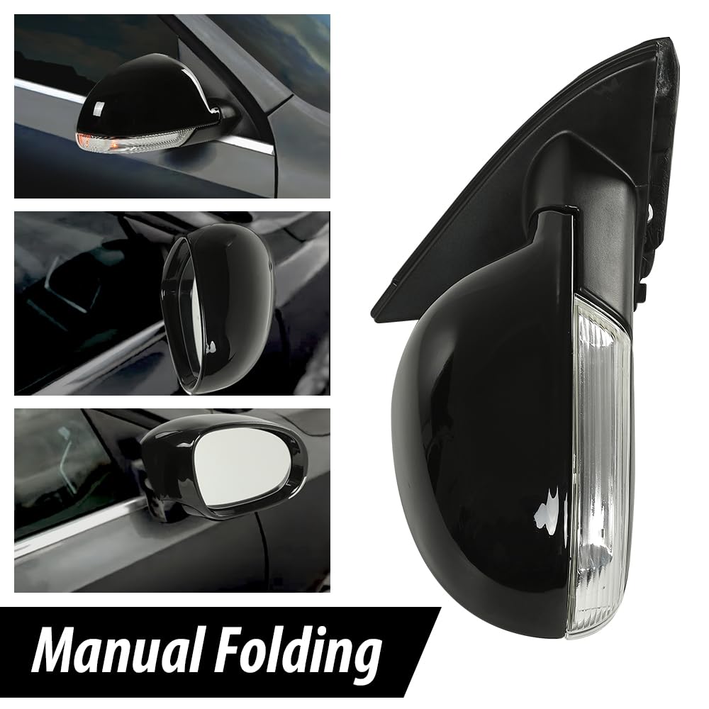 G-PLUS Mirror Power Heated Turn Signal Puddle Light Right Passenger Side Compatible with Volkswagen Jetta 2005-2010 VW1321123 1K1857508BH9B9