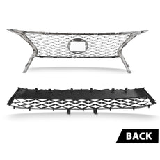 G-PLUS Front Upper Lower Grille 2PCS Set for Lexus RX350 2013-2015 Chrome Black Close-up View