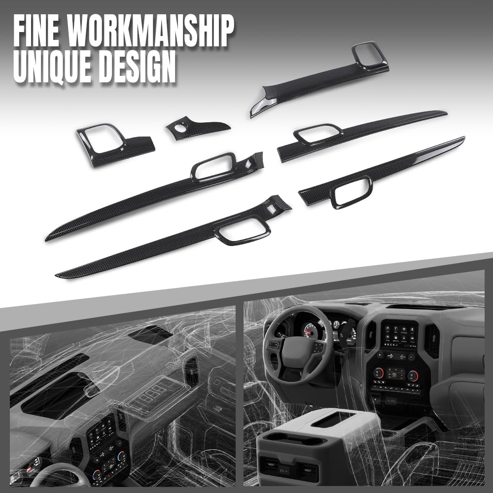 G-PLUS Dashboard Panel Trim Door Handle Trim Compatible with Jeep Grand Cherokee 2011-2021 7pcs Center Console Panel Trim & Inner Door Handle Trim