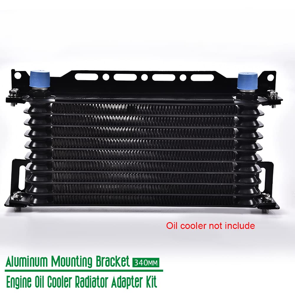 G-PLUS Universal Oil Cooler Radiator Adapter Kit Compatible With Universal 340MM Aluminum Engine Mounting Bracket Replacement (Long)