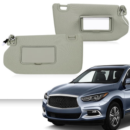 G-PLUS Gray Left & Right Sun Visor 1 Pair with Lights & Mirror Compatible with 2013-2018 Nissan Pathfinder (Platinum, SL, SV)/ 2014-2017 Infiniti QX60 96400-9PB0A,96401-9PB0A
