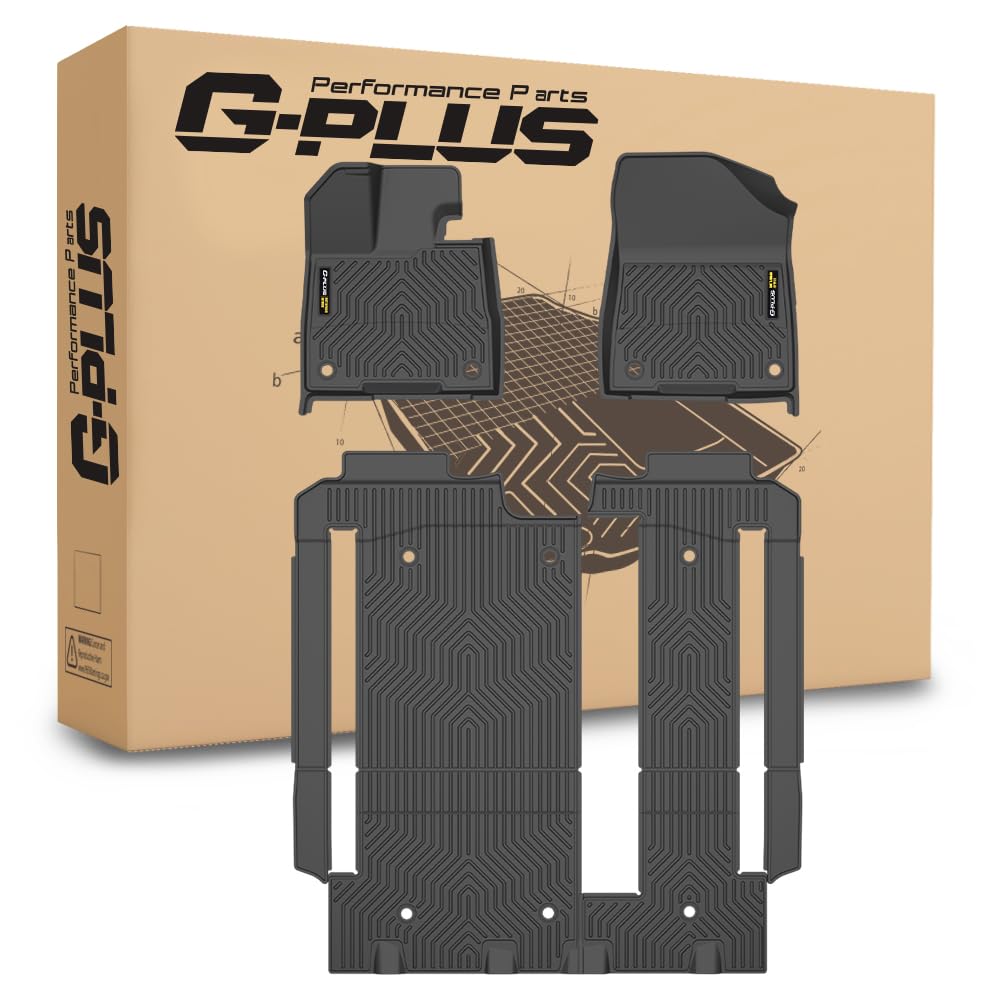 G-PLUS Floor Mats Compatible with Toyota Sienna 2021 2022 2023 2024 2025 (Only for 8 Seat) All Weather Custom Fit Protection TPE Floor Liners 1st & 2nd & 3rd Row Black