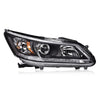 G-PLUS One Right Passenger Side Headlight Compatible with Honda Accord 2013 2014 2015 Headlamp Halogen Clear Lens Black Housing Amber ReflectorBumper Headlamps,faros delanteros