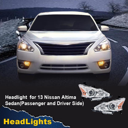G-PLUS Headlights Compatible With 2013 2014 2015 Nissan Altima 4-Door Sedan Factory Style Automotive Halogen Model Headlamps (Clear Lens Chrome Housing Amber Reflector),faros delanteros