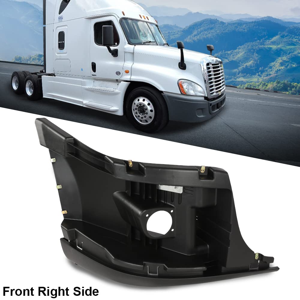 G-PLUS Front Right Bumper End Reinforcement With Fog Light Hole Cut-out Compatible with Freightliner Cascadia 2008-2017 Passenger Side 2127301002 2127301006 2128619002