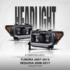 G-PLUS LED Tube Projector Headlights Assembly Compatible with Toyota Tundra 2007-2013, Fit Toyota Sequoia 2008-2017 Left & Right Headlamps, Clear Lens Chrome Housing Amber Reflector, TO2502171