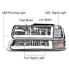 G-PLUS LED DRL Headlights & Fog Lights Compatible With 1999-2002/Chevy Silverado 1500/2500 2000-2006/Suburban Tahoe 1500 2500 Headlamps & Fog Lamps 6pcs Chrome Housing Amber Reflector,faros delanteros