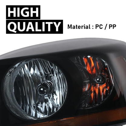 G-PLUS Headlights Assembly w/Bulbs Light Bar Left and Right Side Compatible with Dodge Ram 1500 2006-2008/Fit Dodge Ram 2500 3500 2006-2009 Smoke Lens Black Housing Amber Reflector