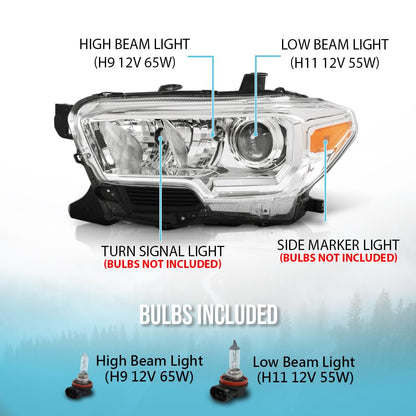 G-PLUS Headlight Assembly Left Side Compatible with Toyota Tacoma SR Crew Cab/Extend Cab Pickup 2019-2023 White