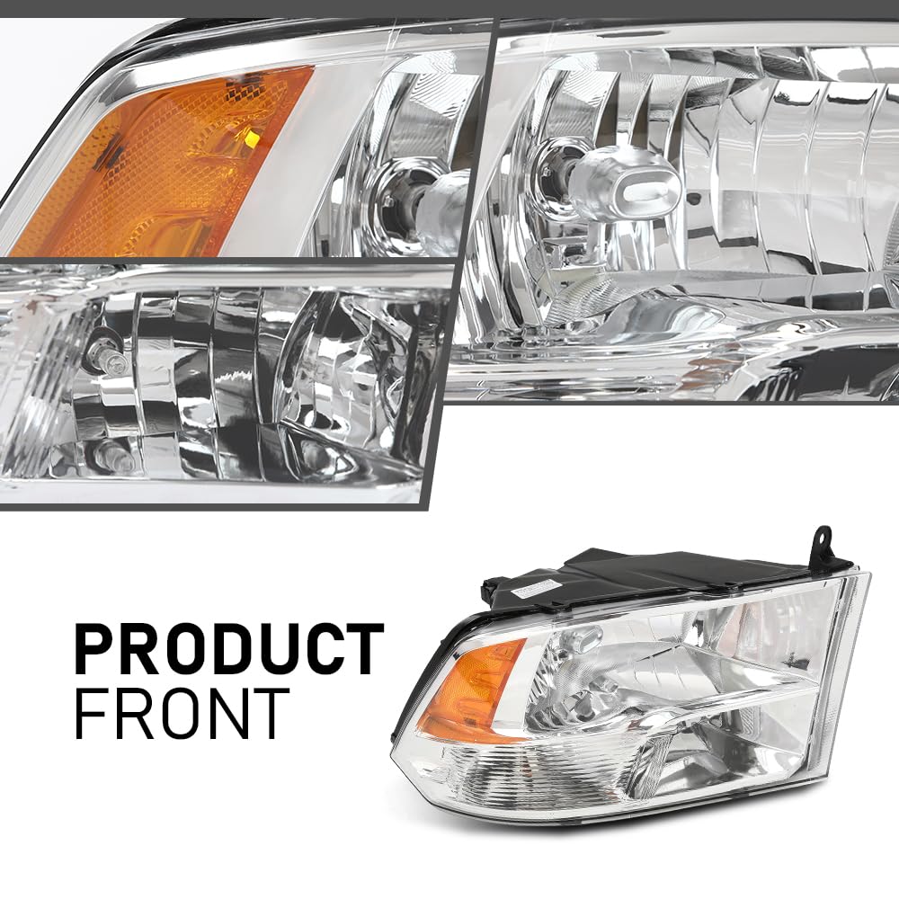 G-PLUS Headlights Assembly Front Headlamp Right without Bulbs Fit Dodge Ram 1500 2500 3500 2009-2018 Factory Bumper Headlamps,faros delanteros