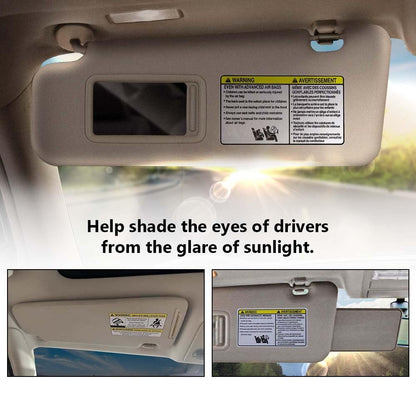 G-PLUS Left Driver Side Sun Visor Beige w/Vanity Light Compatible with Toyota Highlander 2008-2013 743200E050E0, 743200E051E0, 7432048180E1