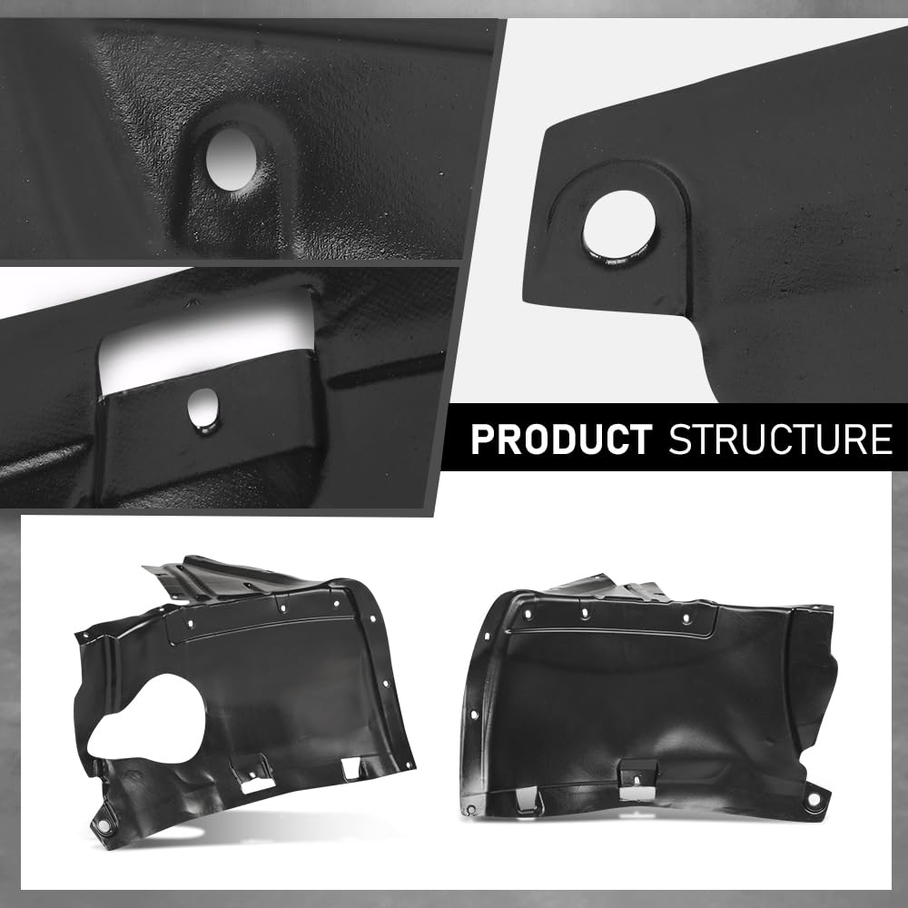 G-PLUS Fender Liner Front Driver and Passenger Side Front Section Compatible with Audi A3 Base 2006-2008 8P0821191C, 8P0821192B, AU1250101, AU1251101 Black