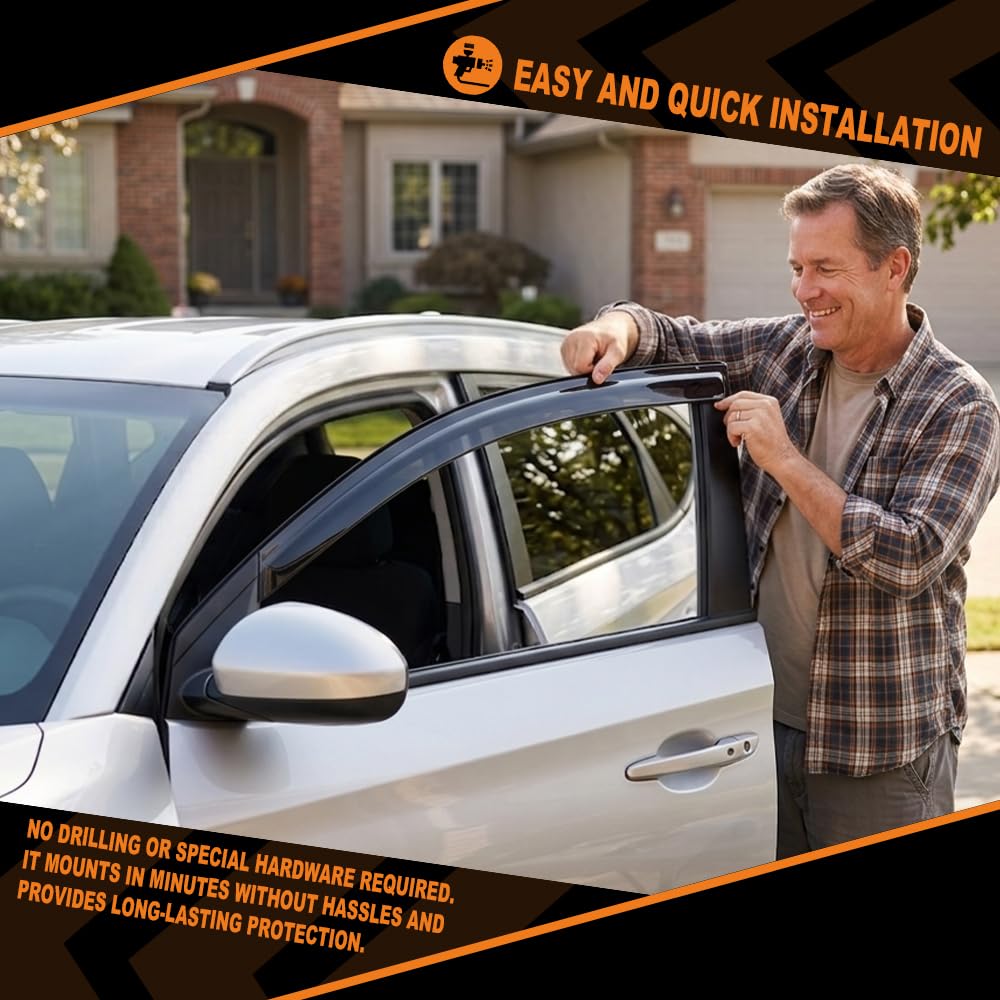 G-PLUS Out-Channel Window Vent Visor Deflectors Tape-On Side Rain Guards Compatible with Hyundai Tucson SE SEL Value Limited Sport Ultimate 2016-2021 4PCS Smoky