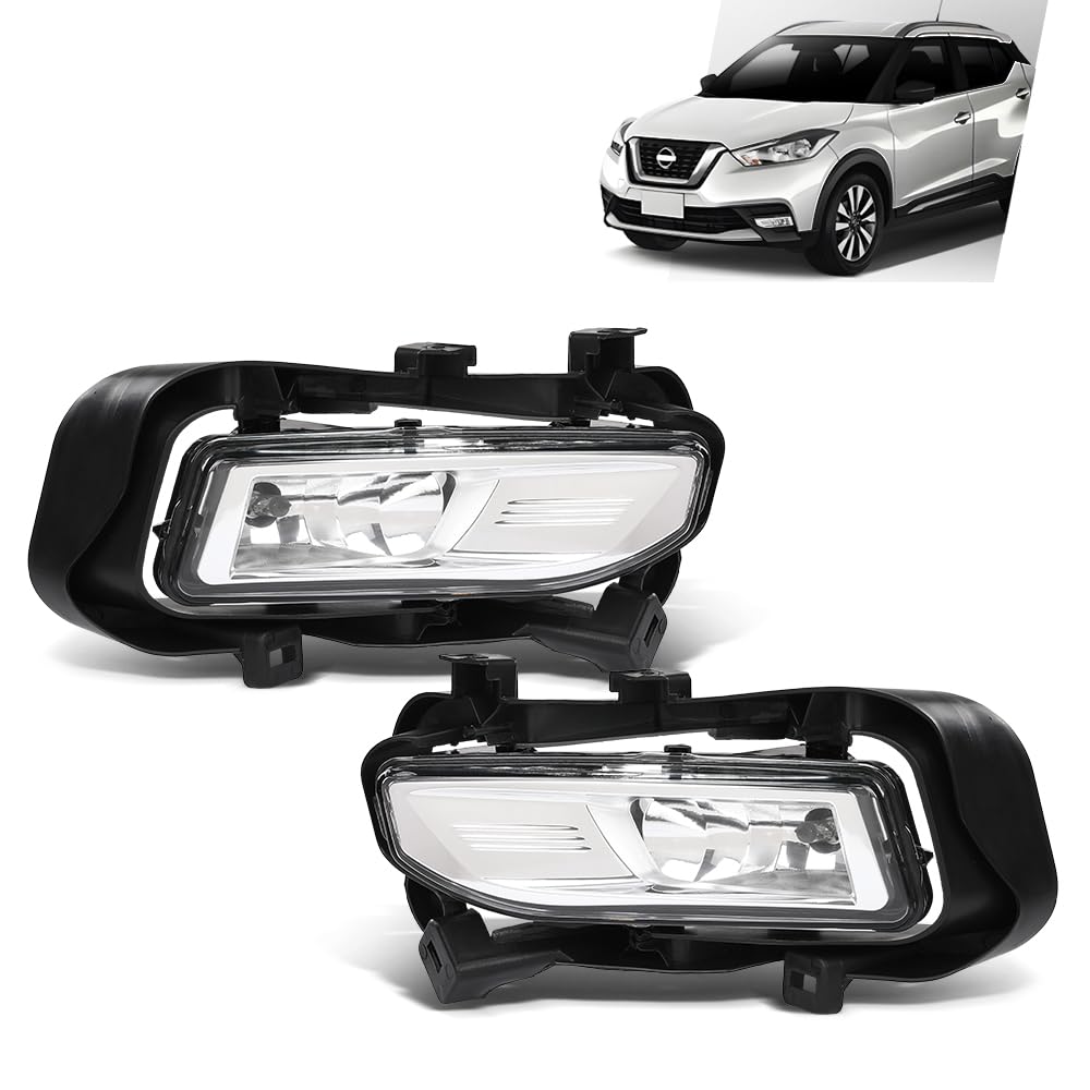 G-PLUS Front Bumper Fog Lights Fog Lamps & Wiring Harness Left&Right Side Compatible with Nissan Kicks 2017-2019 261508995A
