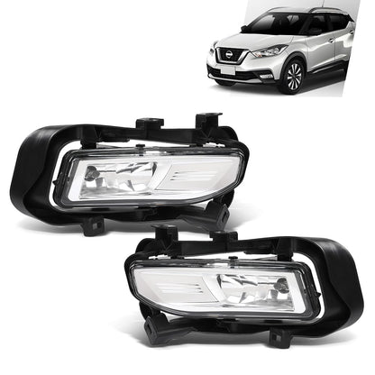 G-PLUS Front Bumper Fog Lights Fog Lamps & Wiring Harness Left&Right Side Compatible with Nissan Kicks 2017-2019 261508995A