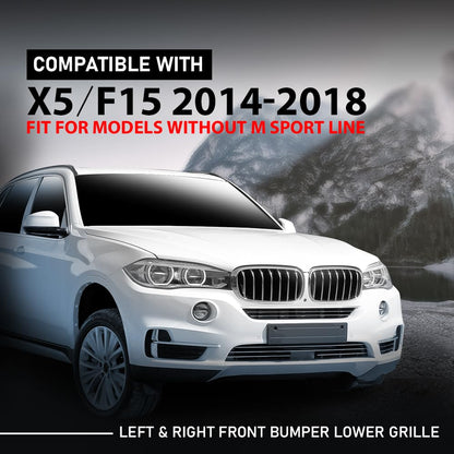 G-PLUS Pair Front Bumper Lower Grille Grill, Compatible with BMW X5 F15 2014-2018, Fit Models W/o M Sport Line, LH Driver & RH Passenger Side 2PCS, 51117307994, 51117307993
