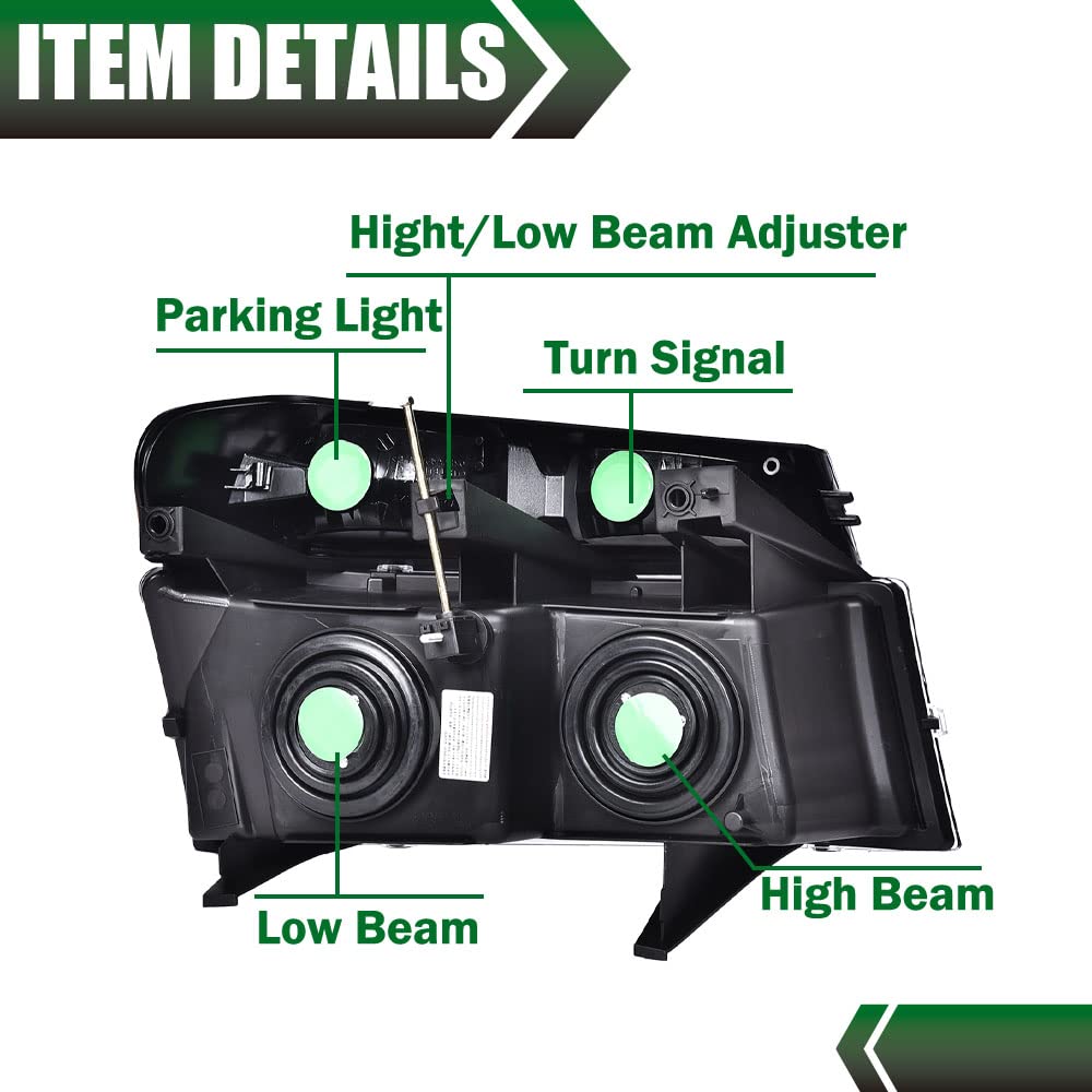 G-PLUS Headlights Assembly,Comaptible with Chevy Colorado/GMC Canyon 2004-2012,Fit Isuzu i-280 i-350 2006,Fit Isuzu i-290 i-370 07-08 Headlamps, Clear Lens Black Housing Clear Reflector