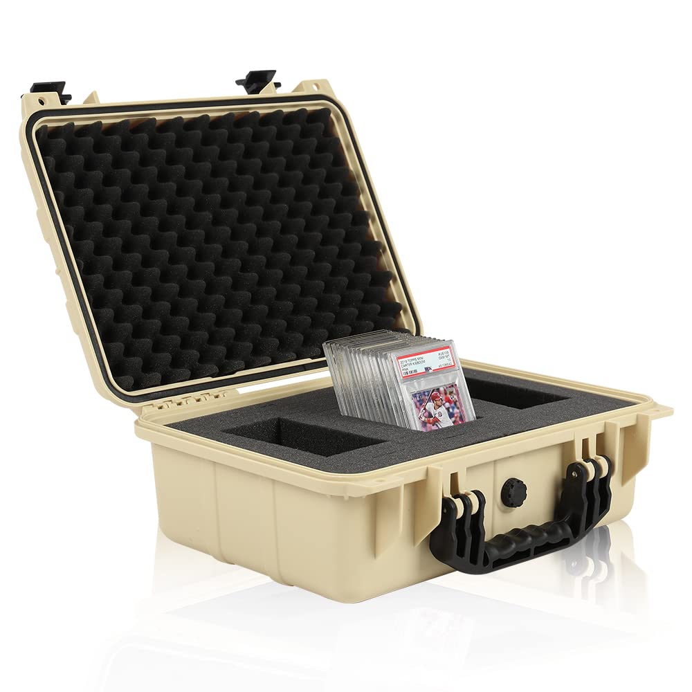 G-PLUS Graded Card Storage Box Compatible with BGS PSA SGC FGS Weatherproof Graded Sports Trading Cards(Large, Beige)