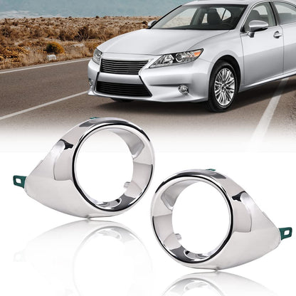 G-PLUS Fog Light Trim Compatible with 2013-2015 ES300h/ES350 Base 8148133040 LX1039104 8148233050 LX1038104 Chrome and silver Left Driver and Right Passenger Side Fog Light Trim