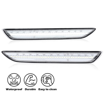 G-PLUS White LED Rear Side Marker Lights Lamps With Bulbs Compatible with Ford Mustang 2015-2022 FR3Z-15A201-A, FR3Z-15A101-A, FR3Z15A201A, FR3Z15A101A Pair Clear Lens