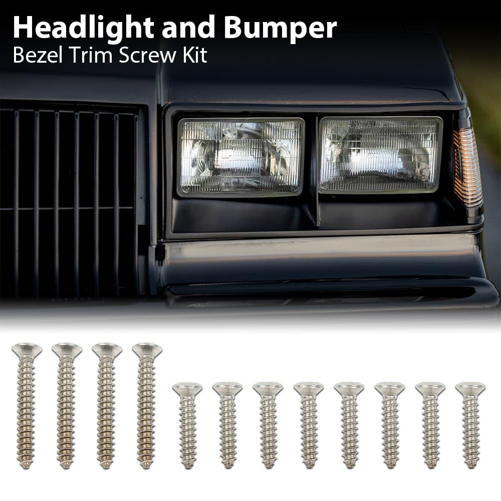 G-PLUS Headlight & Bumper Bezel Trim Screw Kit Chrome Silver Stainless Steel (Thread #8,Length 3/4" and 1 1/8",Torx Pan Head with a 9/32" Outside Diameter)