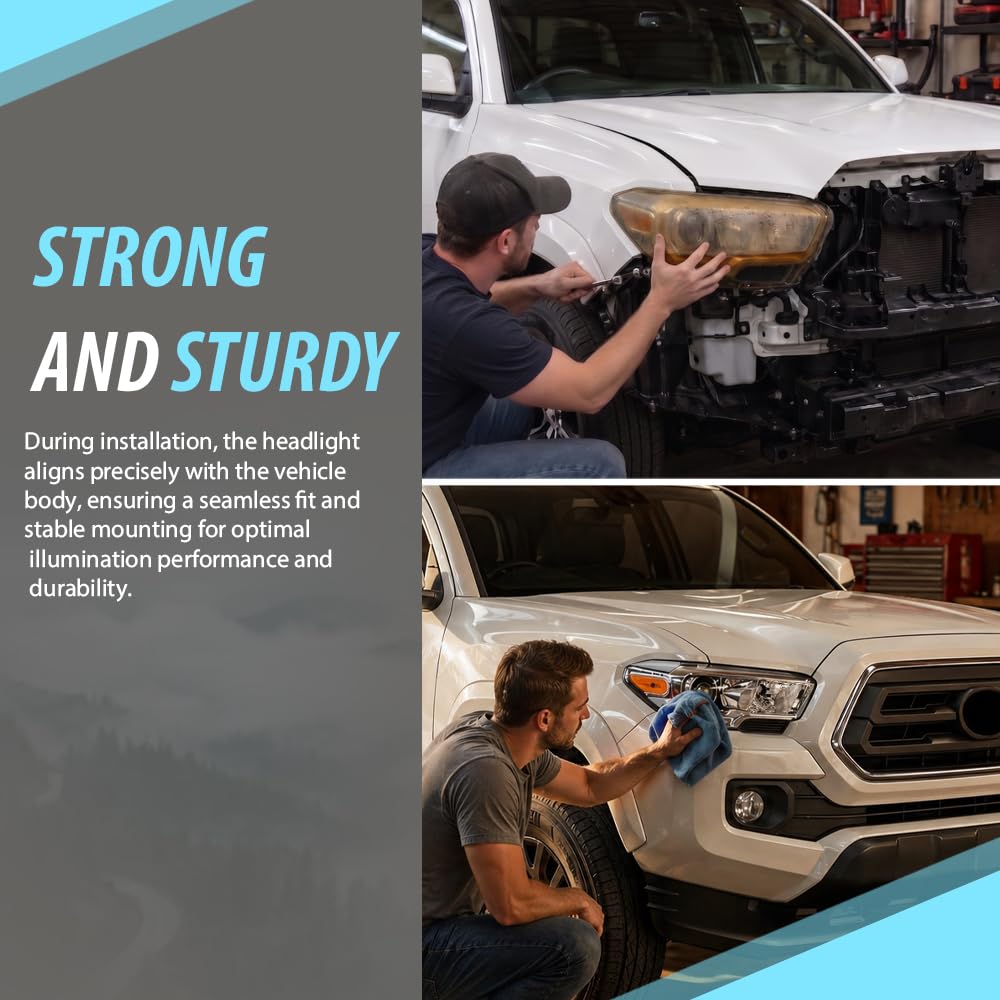 G-PLUS Headlight Assembly Right Side Compatible with Toyota Tacoma SR Crew Cab/Extend Cab Pickup 2019-2023 White