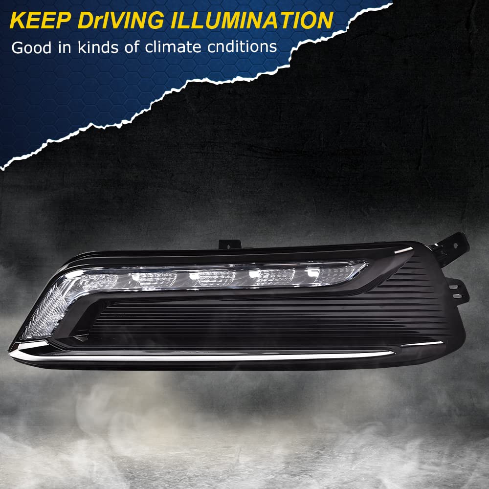 G-PLUS LED Fog Light Compatible With 14-20 Chevy Impala,Clear Lens Daytime Running Light DRL w/Wiring Switch,A Pair