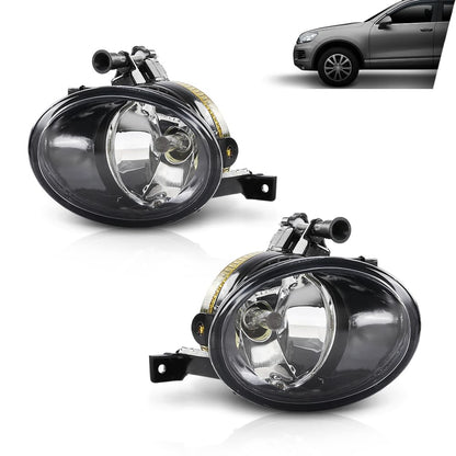 G-PLUS Front Fog Lamp Light with Halogen Bulbs Compatible with VW Touareg 2011-2014 7P6941699, 7P6941700 Black