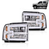 G-PLUS LED DRL Headlight Assembly Compatible with Ford F250 F350 F450 F550 Super Duty 05-07 /Fit Ford Excursion 05 HeadLamps LH & RH Clear lens Chrome Housing White Reflector FO2503217 ‎6C3Z13008CB
