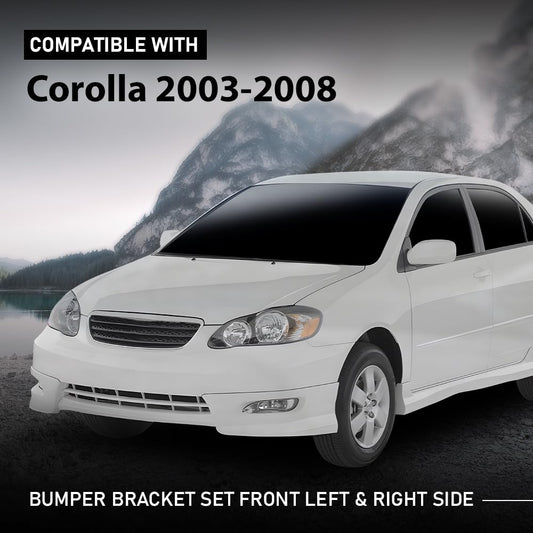 G-PLUS Front Left & Right Side Bumper Bracket Set Compatible with Toyota Corolla CE/LE/S 2003-2008 5211502061 Black