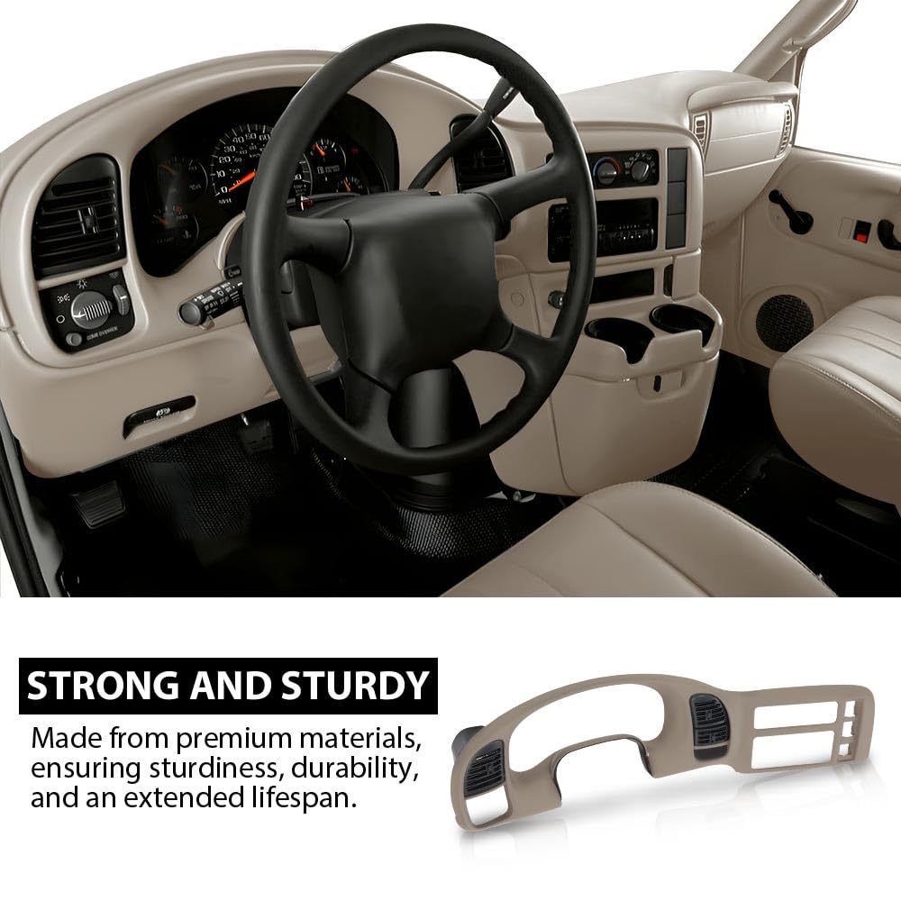 G-PLUS Dash Radio Cluster Trim Bezel Panel Compatible with Chevy Astro/GMC Safari 1995-2005 Beige Dashboard Cover 15718197