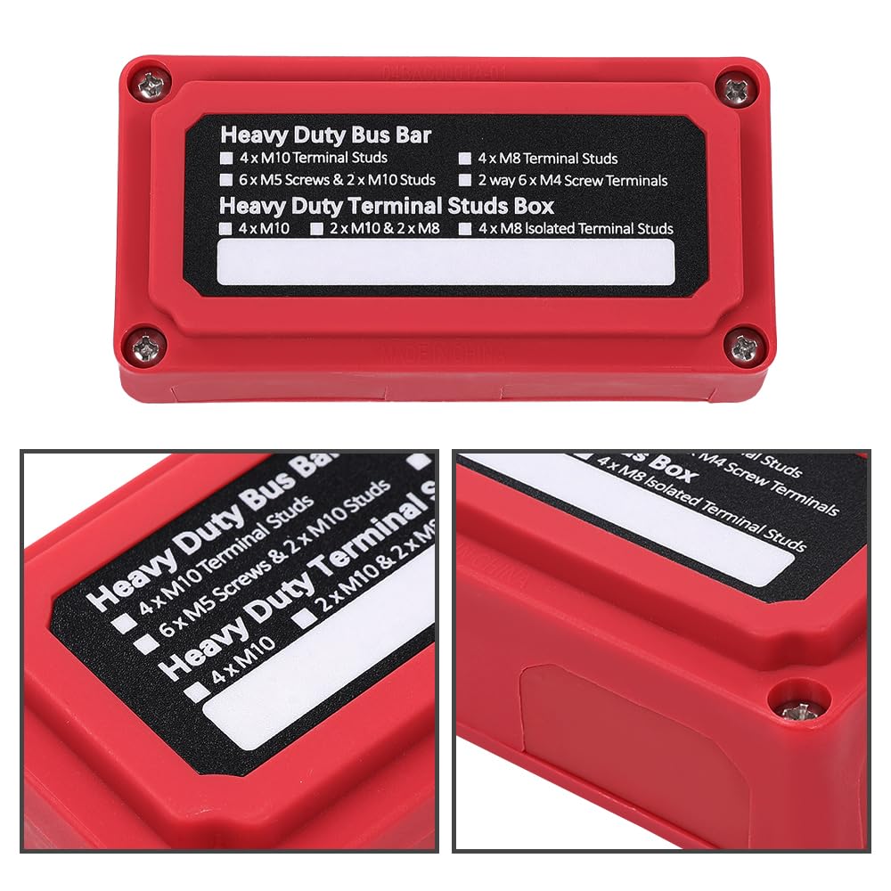 G-PLUS Nylon 30 Fiberglass Red Distribution Box 12 Terminal Ground Power Distribution Junction Block Kit 12V 100A