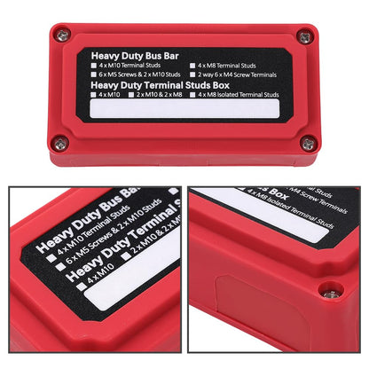 G-PLUS Nylon 30 Fiberglass Red Distribution Box 12 Terminal Ground Power Distribution Junction Block Kit 12V 100A