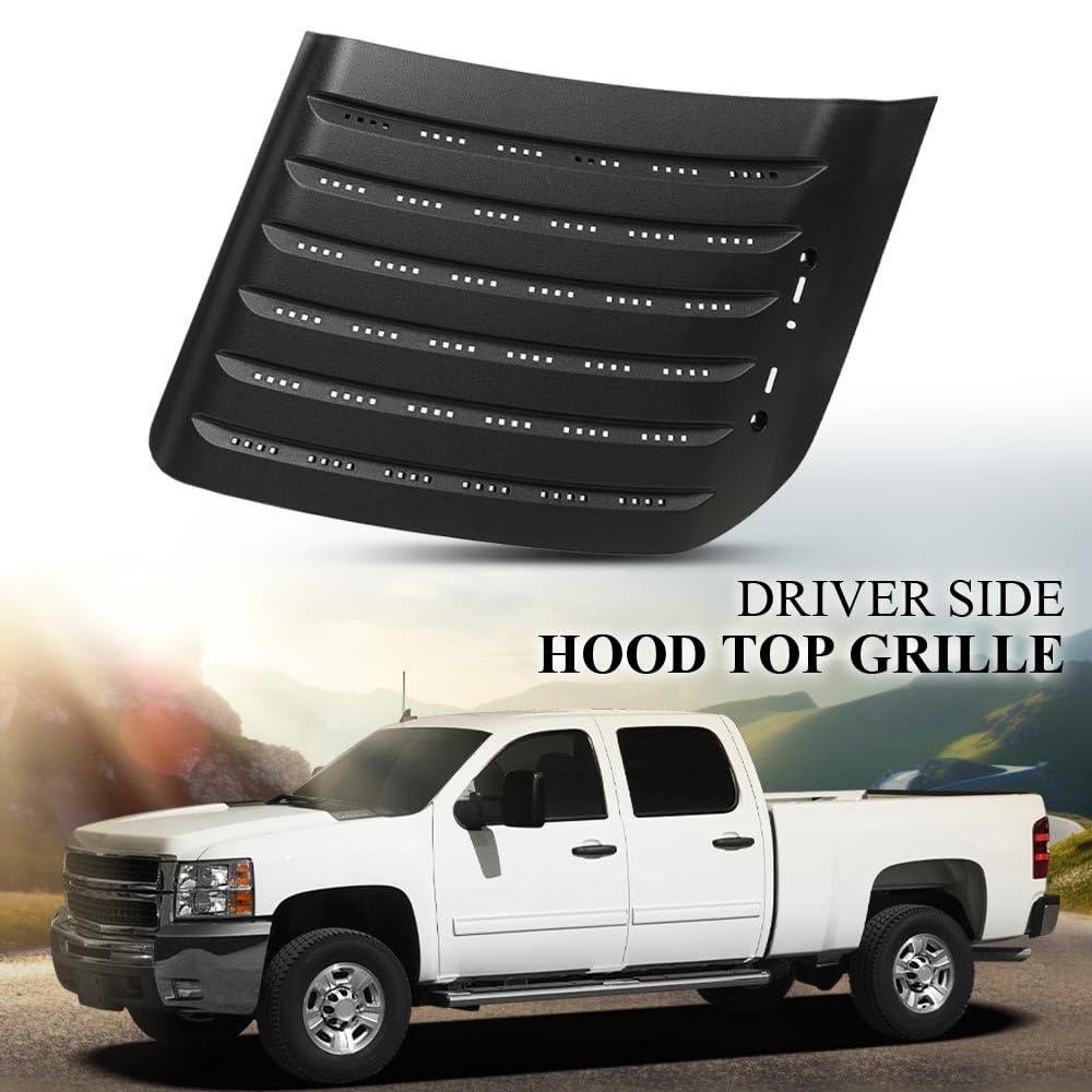 G-PLUS Hood Top Grille Left Driver Side Compatible with Chevy Silverado 2500 HD 2011-2014/Fit Chevy Silverado 3500 HD 2011-2014 22753694 GM1239106