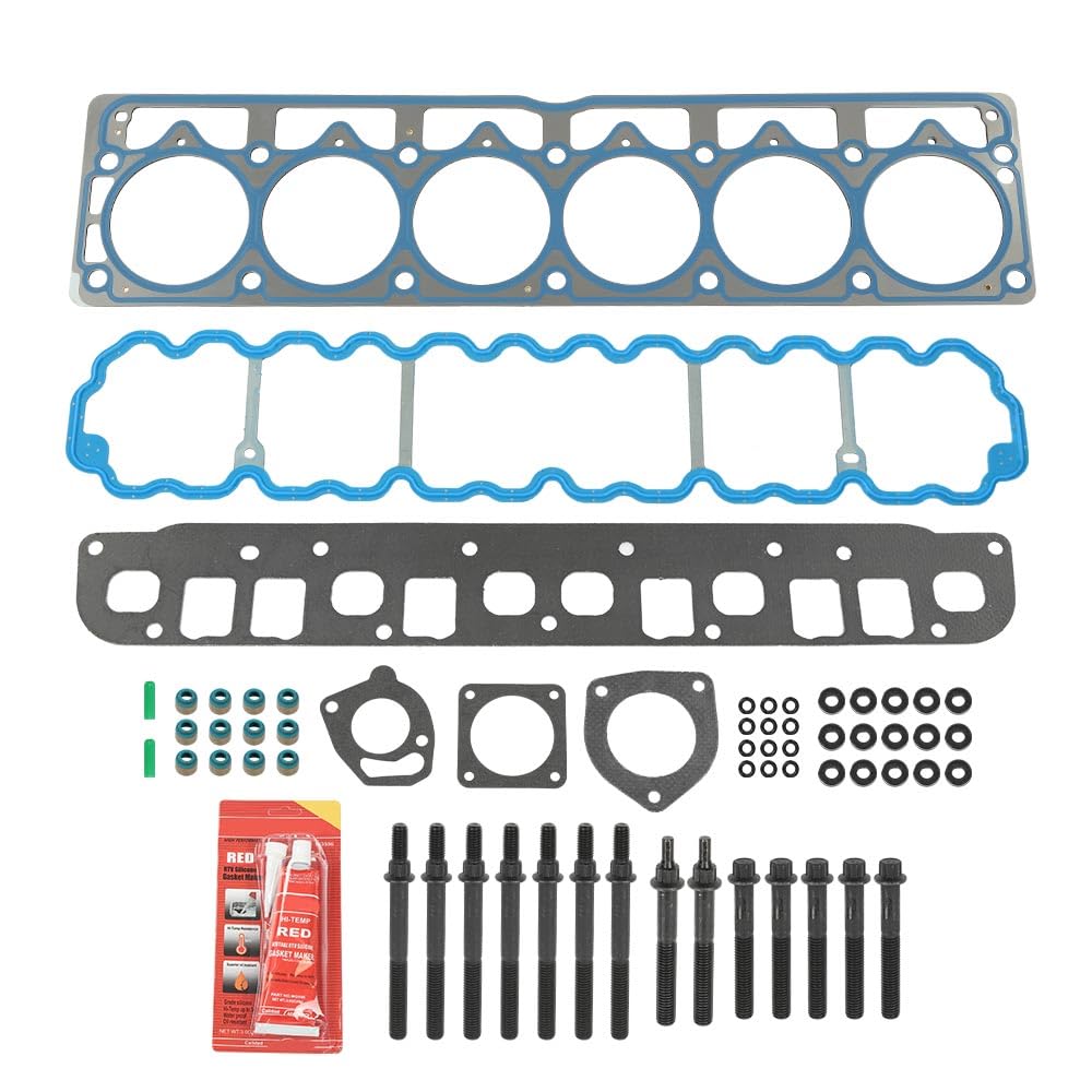 G-PLUS Head Gasket Set Bolts Compatible with Jeep Cherokee 1999-2001 /Fit Jeep Grand Cherokee 1999-2003 /Fit Jeep TJ Wrangler 1999-2003 4.0L 242CID L6 OHV HS9076PT-4, ES71102