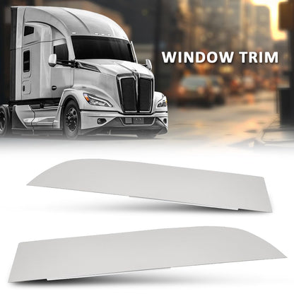 G-PLUS 8" Chopped Top Window Trim Pair, Compatible with Kenworth T680 & T880 Trucks 2013+, Stainless Steel